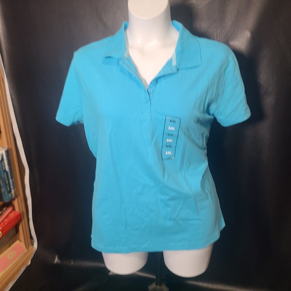 NWT Basic Editions Blue Collared Polo Shirt Size XXL